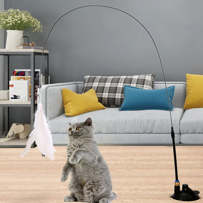 Vibe Geeks Fluffy Feather Interactive Pet Cat Teaser Wand