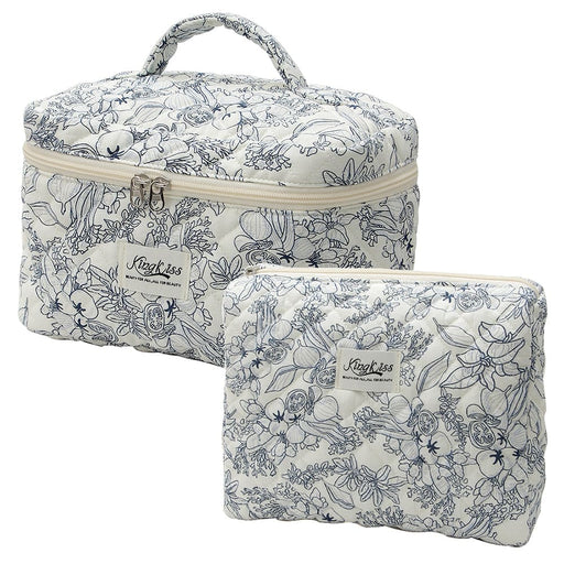 Vibe Geeks Quilted Floral Makeup Bag Set For Travel