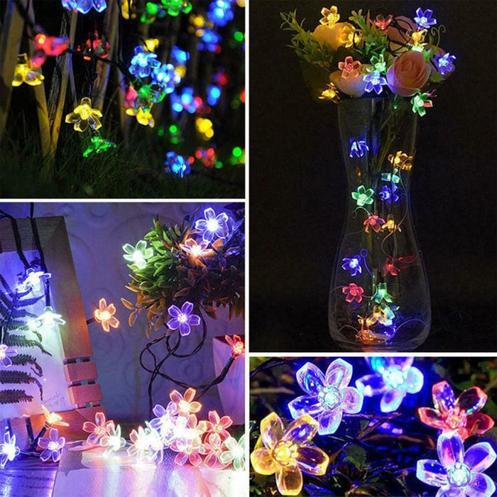 Vibe Geeks Solar Powered Flower String Lights Cherry