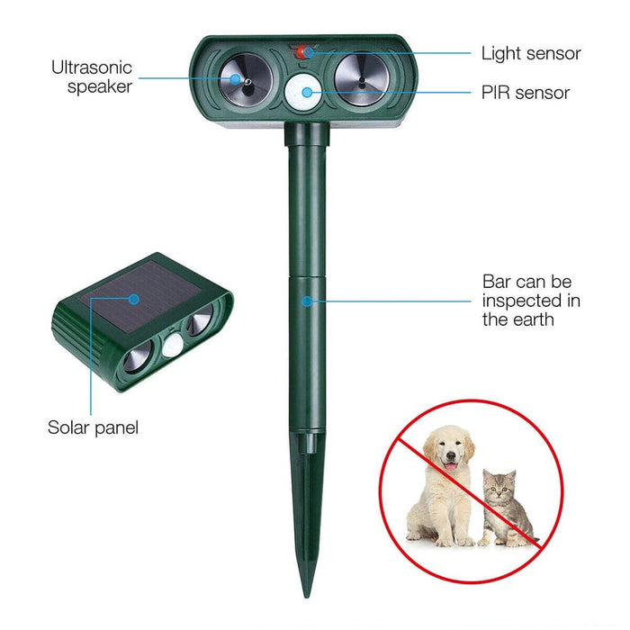 Vibe Geeks Ultrasonic Solar Powered Motion Sensor Pest