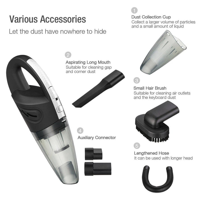 Vibe Geeks Usb Rechargeable Cordless Car Wet And Dry Vacuum