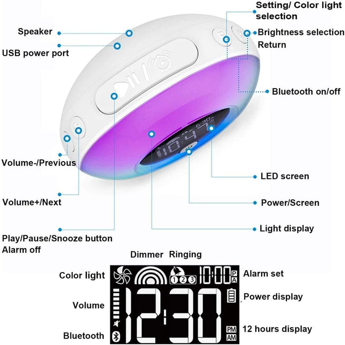 Vibe Geeks Wireless Led Night Lamp Alarm Clock