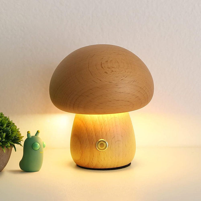 Vibe Geeks Wooden Mushroom Led Night Light for Bedroom