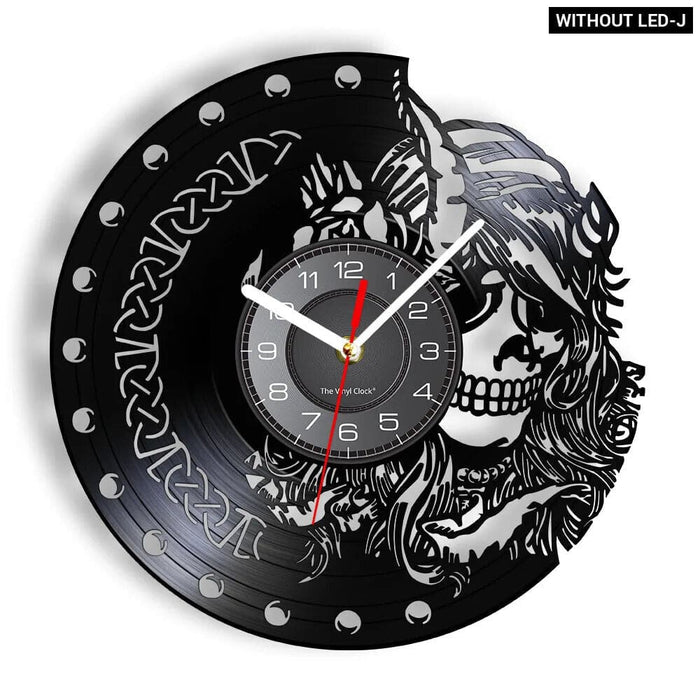 Viking Vegvisir Runes Vinyl Record Wall Clock