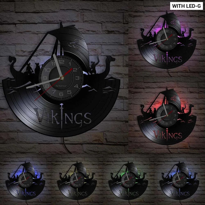 Viking Vegvisir Runes Vinyl Record Wall Clock