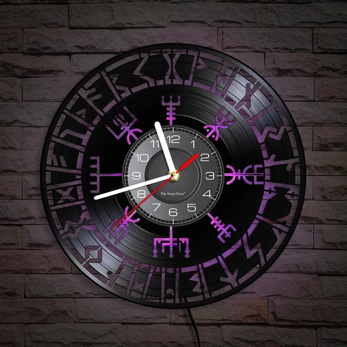Viking Vegvisir Runes Vinyl Record Wall Clock