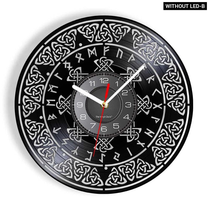 Viking Vegvisir Runes Vinyl Record Wall Clock