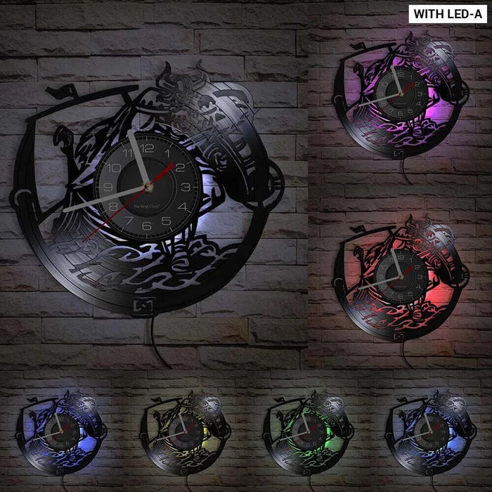 Viking Vegvisir Runes Vinyl Record Wall Clock