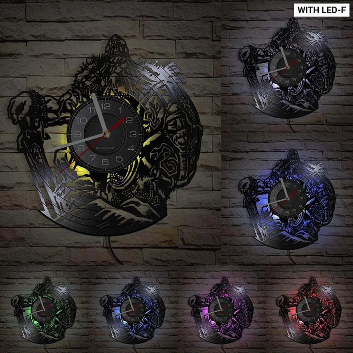 Viking Vegvisir Runes Vinyl Record Wall Clock