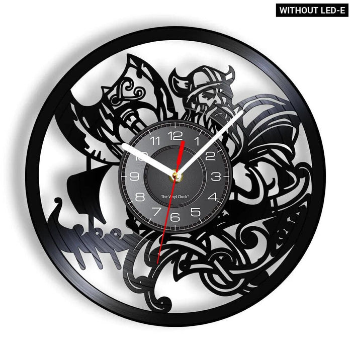 Viking Vegvisir Runes Vinyl Record Wall Clock