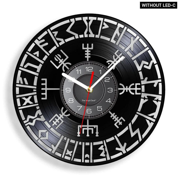 Viking Vegvisir Runes Vinyl Record Wall Clock