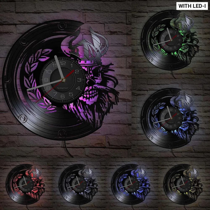 Viking Vegvisir Runes Vinyl Record Wall Clock