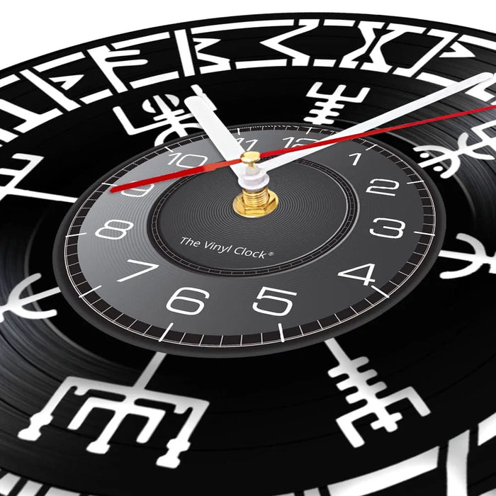 Viking Vegvisir Runes Vinyl Record Wall Clock