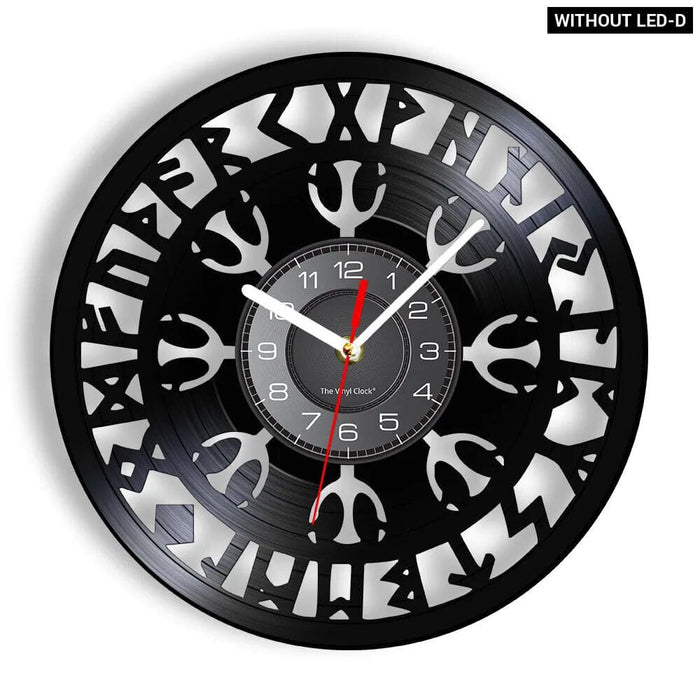 Viking Vegvisir Runes Vinyl Record Wall Clock