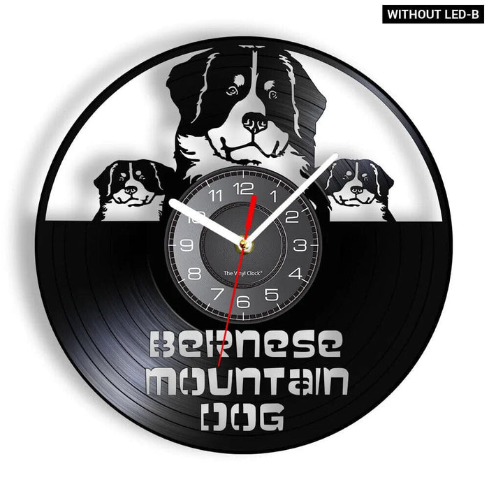 Vintage Bernese Mountain Dog Vinyl Wall Clock