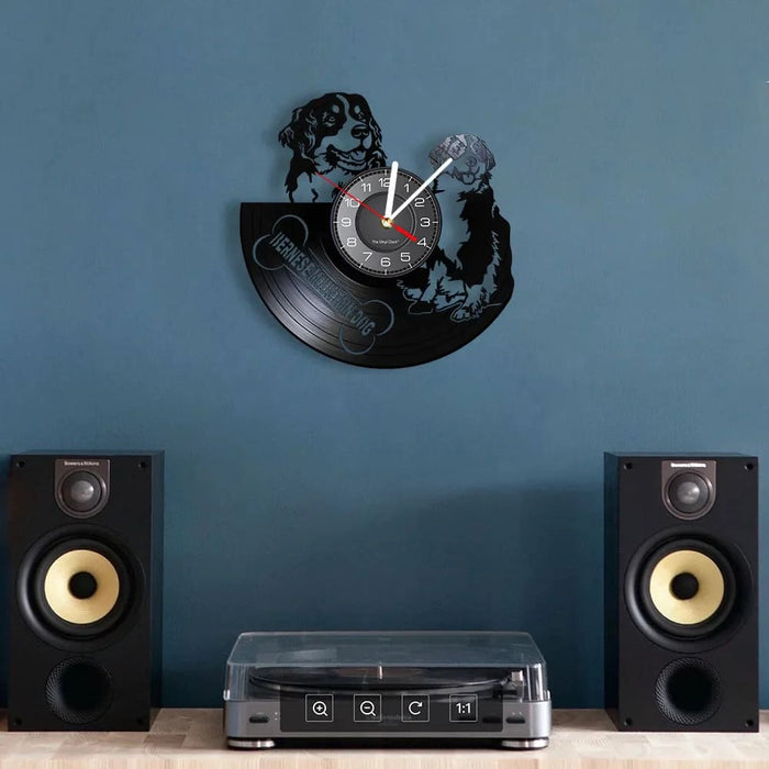Vintage Bernese Mountain Dog Vinyl Wall Clock