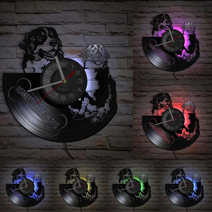 Vintage Bernese Mountain Dog Vinyl Wall Clock
