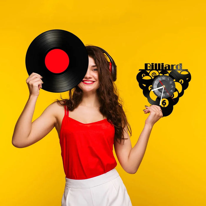 Vintage Billiards Vinyl Clock