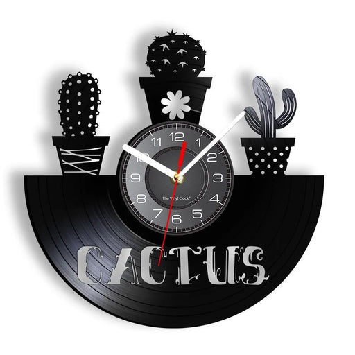 Vintage Cactus Vinyl Record Wall Clock