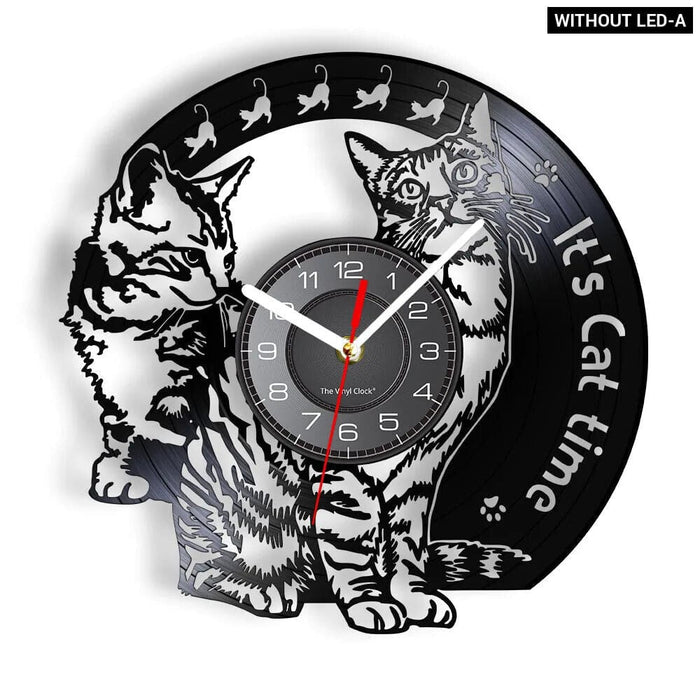Vintage Cat Vinyl Wall Clock