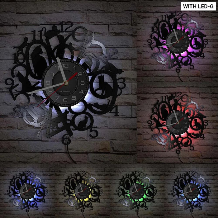 Vintage Cat Vinyl Wall Clock