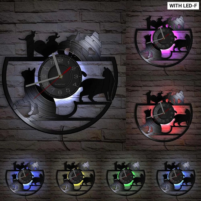 Vintage Cat Vinyl Wall Clock