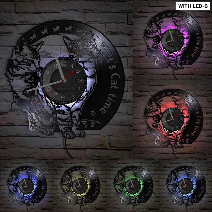 Vintage Cat Vinyl Wall Clock