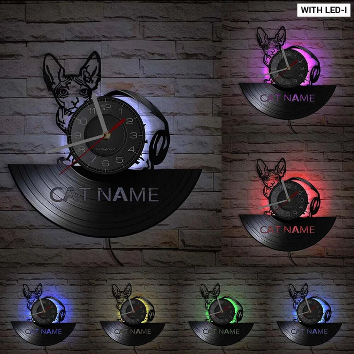Vintage Cat Vinyl Wall Clock