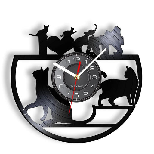 Vintage Cat Vinyl Wall Clock
