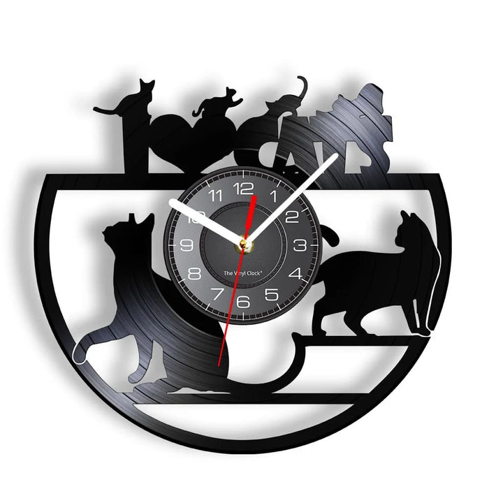 Vintage Cat Vinyl Wall Clock