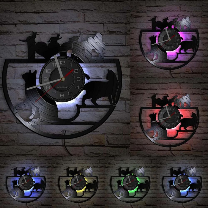 Vintage Cat Vinyl Wall Clock