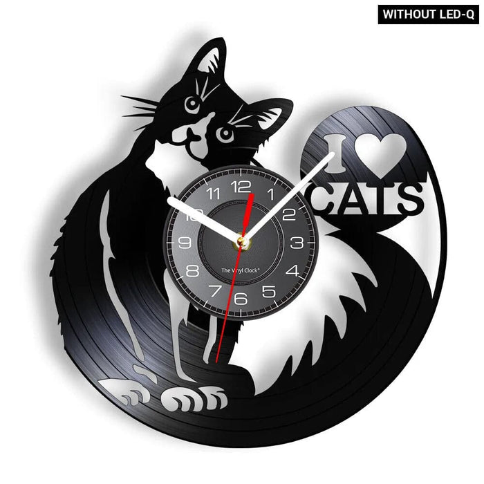 Vintage Cat Vinyl Wall Clock