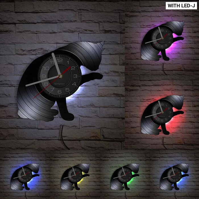 Vintage Cat Vinyl Wall Clock