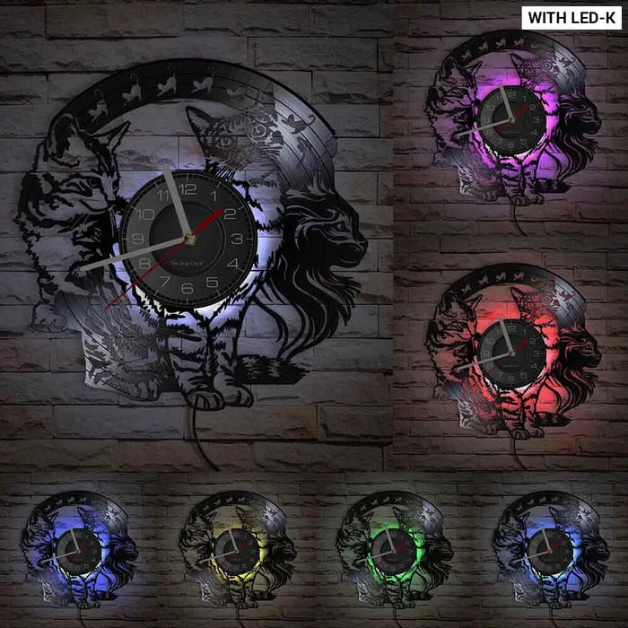 Vintage Cat Vinyl Wall Clock