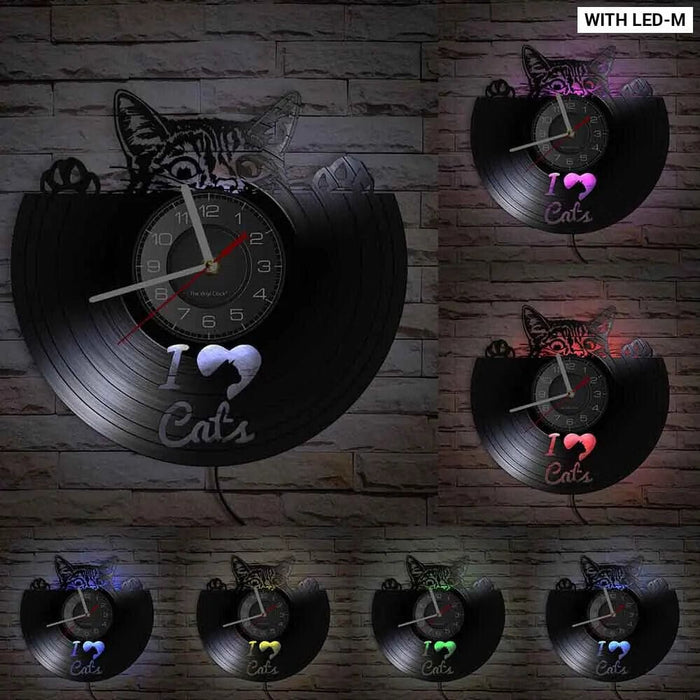 Vintage Cat Vinyl Wall Clock