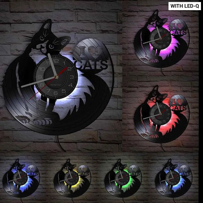 Vintage Cat Vinyl Wall Clock