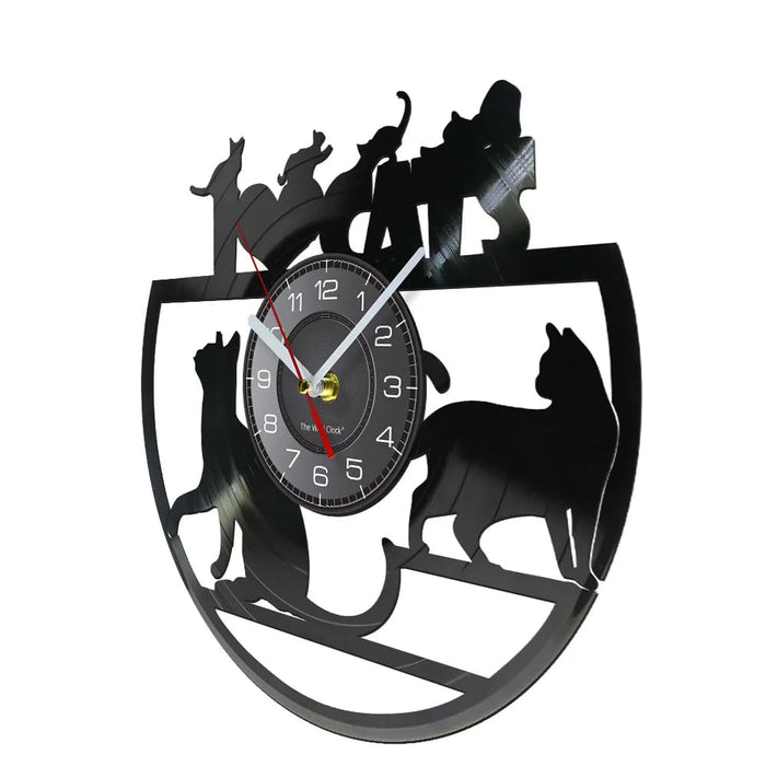 Vintage Cat Vinyl Wall Clock