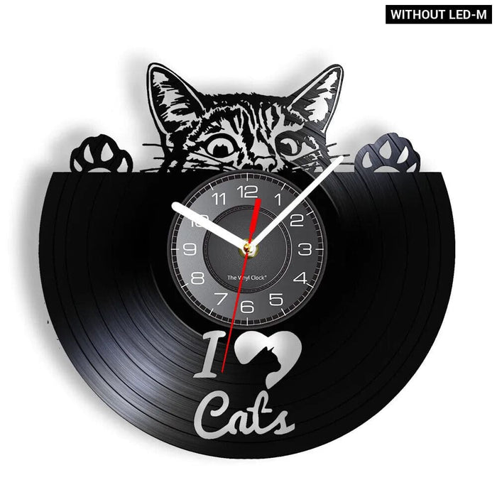 Vintage Cat Vinyl Wall Clock