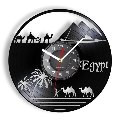 Vintage Egypt Pyramid Vinyl Record Wall Clock