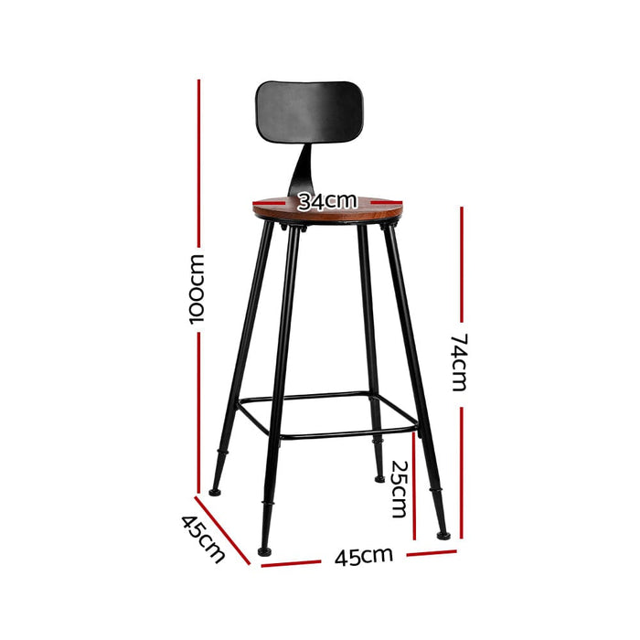 4x Vintage Industrial Bar Stool Retro Barstools Dining