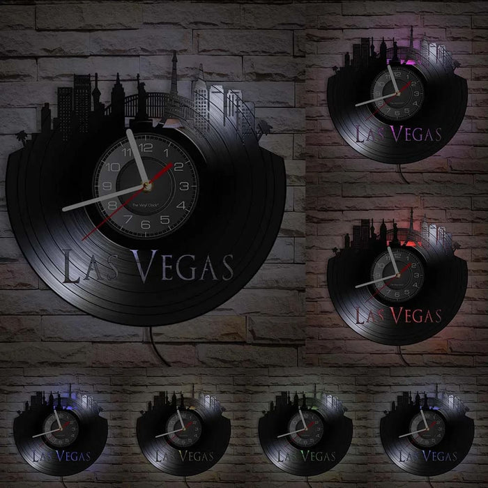 Vintage Las Vegas Skyline Vinyl Wall Clock