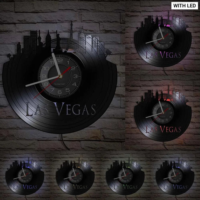 Vintage Las Vegas Skyline Vinyl Wall Clock