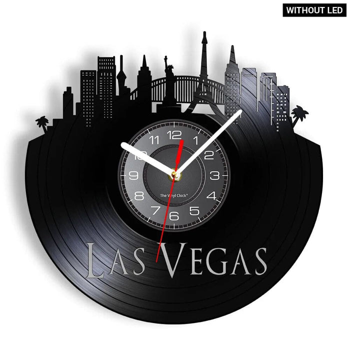 Vintage Las Vegas Skyline Vinyl Wall Clock