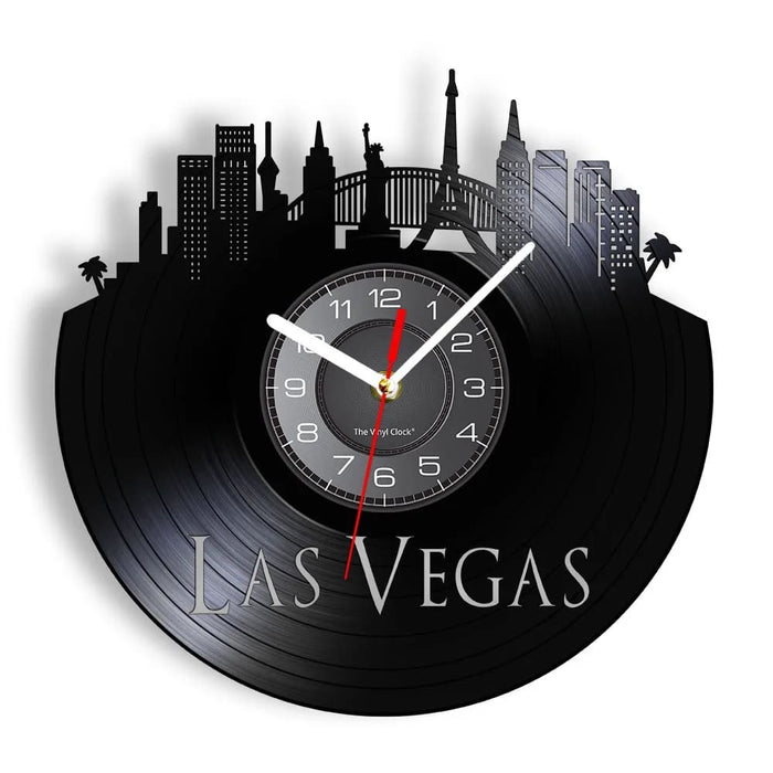 Vintage Las Vegas Skyline Vinyl Wall Clock