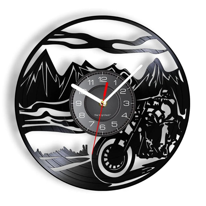 Vintage Motorcycle Vinyl Record Wall Clock