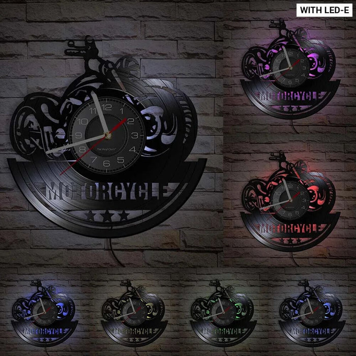 Vintage Motorcycle Vinyl Record Wall Clock