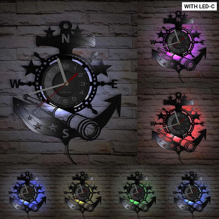 Vintage Nautical Led Wall Clock with Night Light