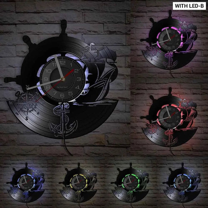 Vintage Nautical Led Wall Clock with Night Light