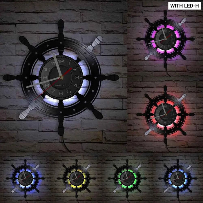 Vintage Nautical Led Wall Clock with Night Light