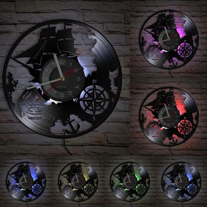 Vintage Nautical Led Wall Clock with Night Light